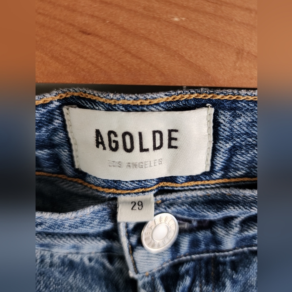 Agolde Cropped Straight-Leg Jeans in Light Blue Denim - Picture 3 of 11